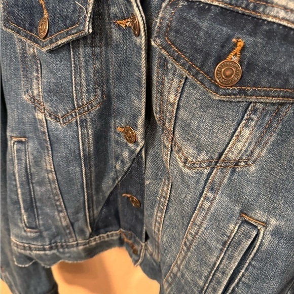 FREE PEOPLE Rumors Denim Jacket Light Indigo Jean Patchwork - Picture 6 of 10